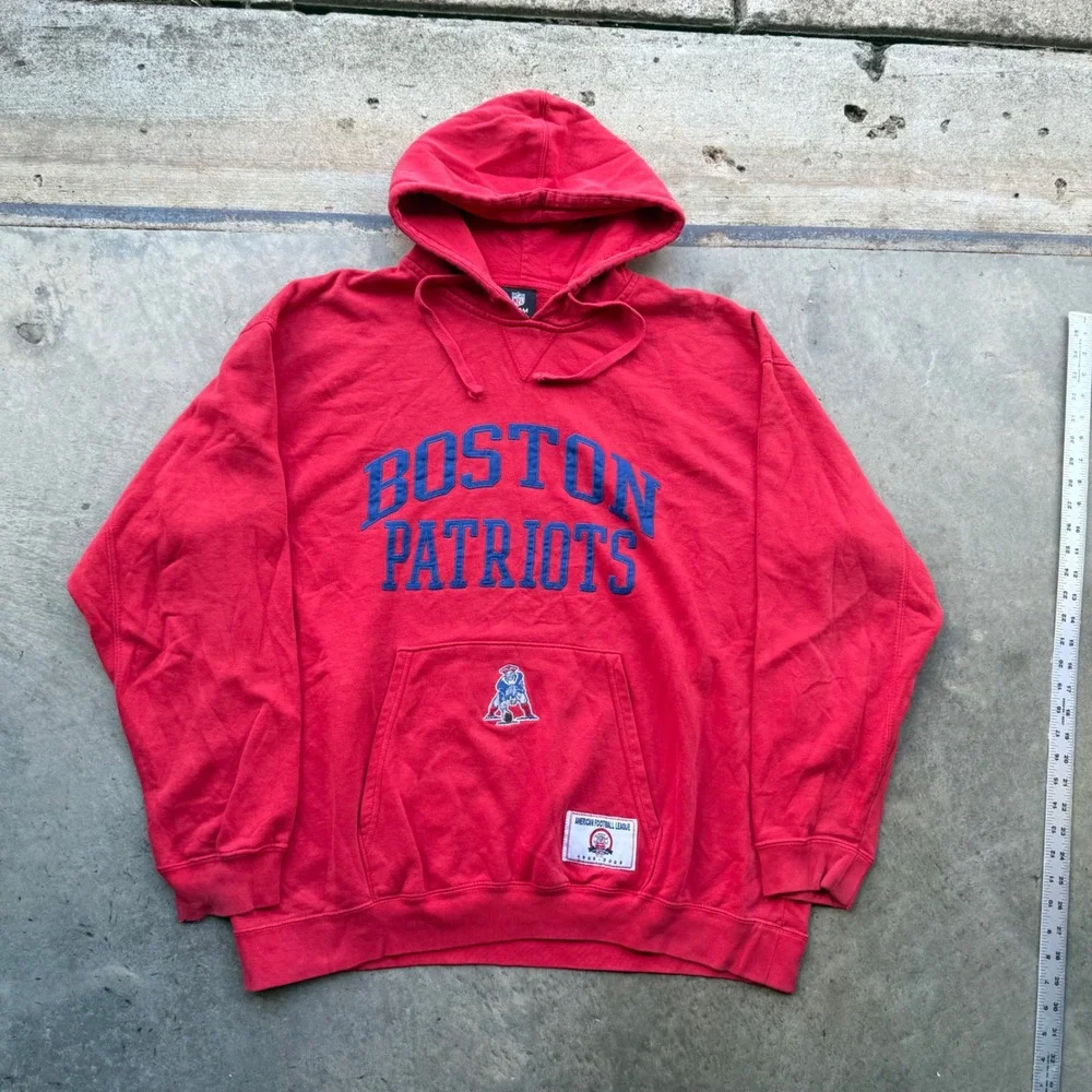 NFL Team Apparel Boston Patriots AFL 50th Anniversary Hoodie Red Mens XL VTG
